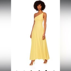 Susana Monaco “double strap one arm dress in lemon zest.”